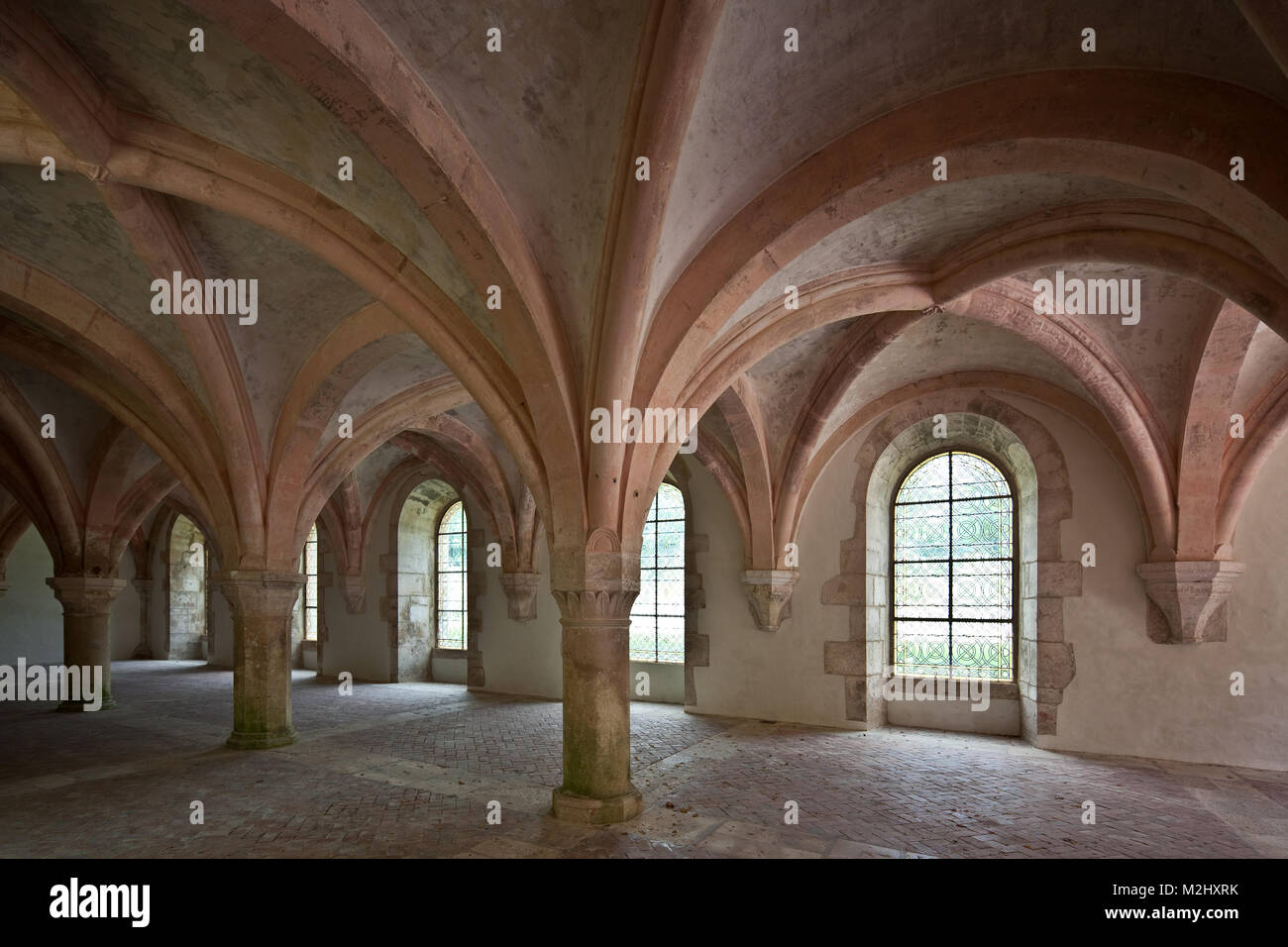 Fontenay ehem Zisterzienserkloster Saal der Mönche erbaut Jh 12 Banque D'Images