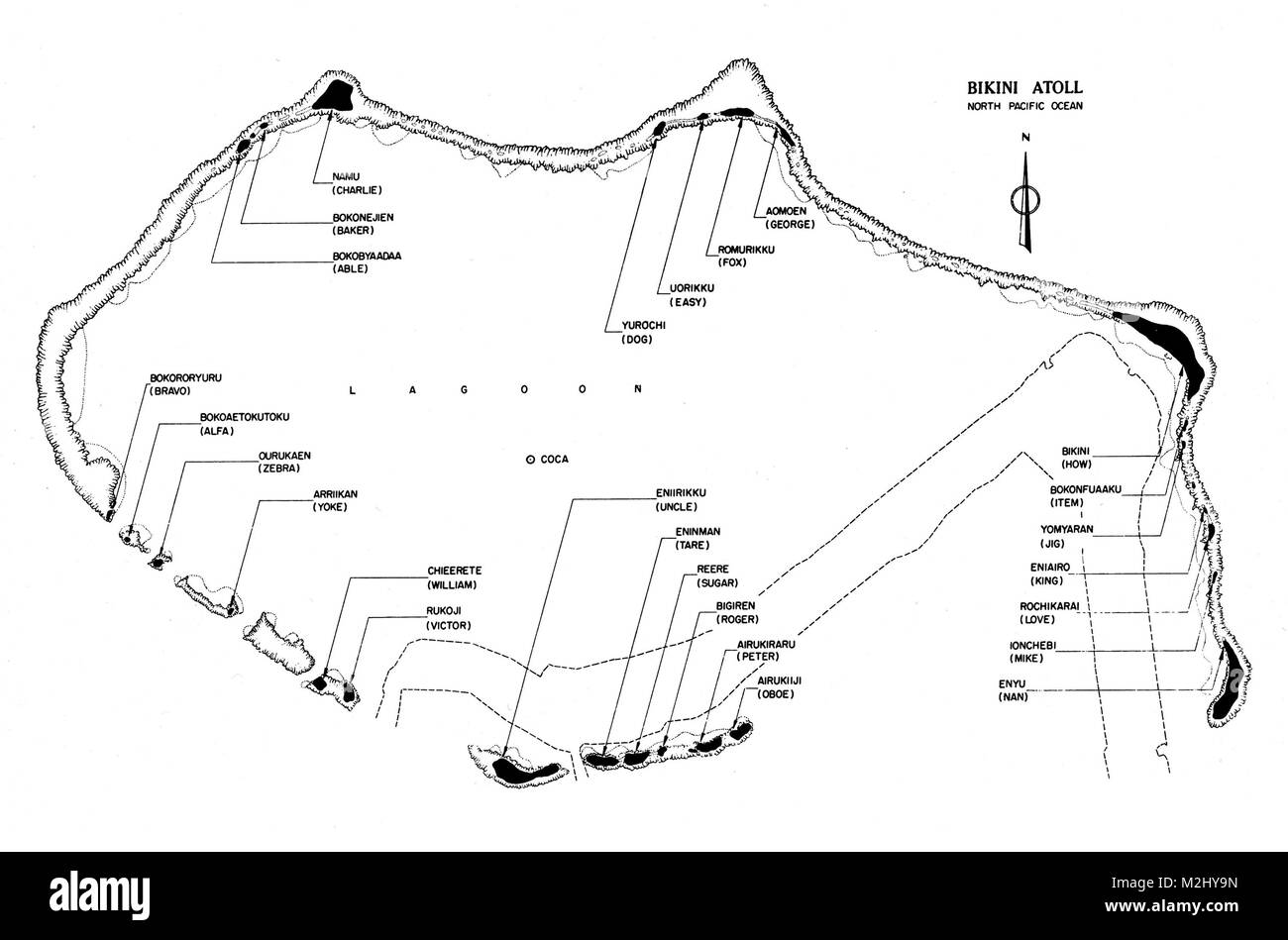 Les essais nucléaires, l'atoll de Bikini, Programme 1946-58 Banque D'Images