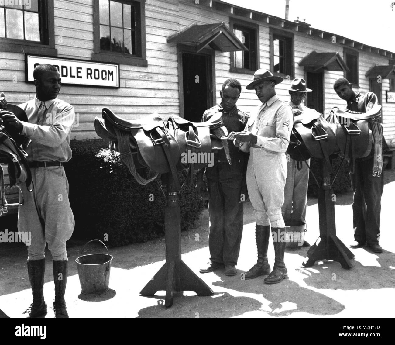 Des soldats Buffalo, École de l'infanterie d'Équitation, 1941 Banque D'Images