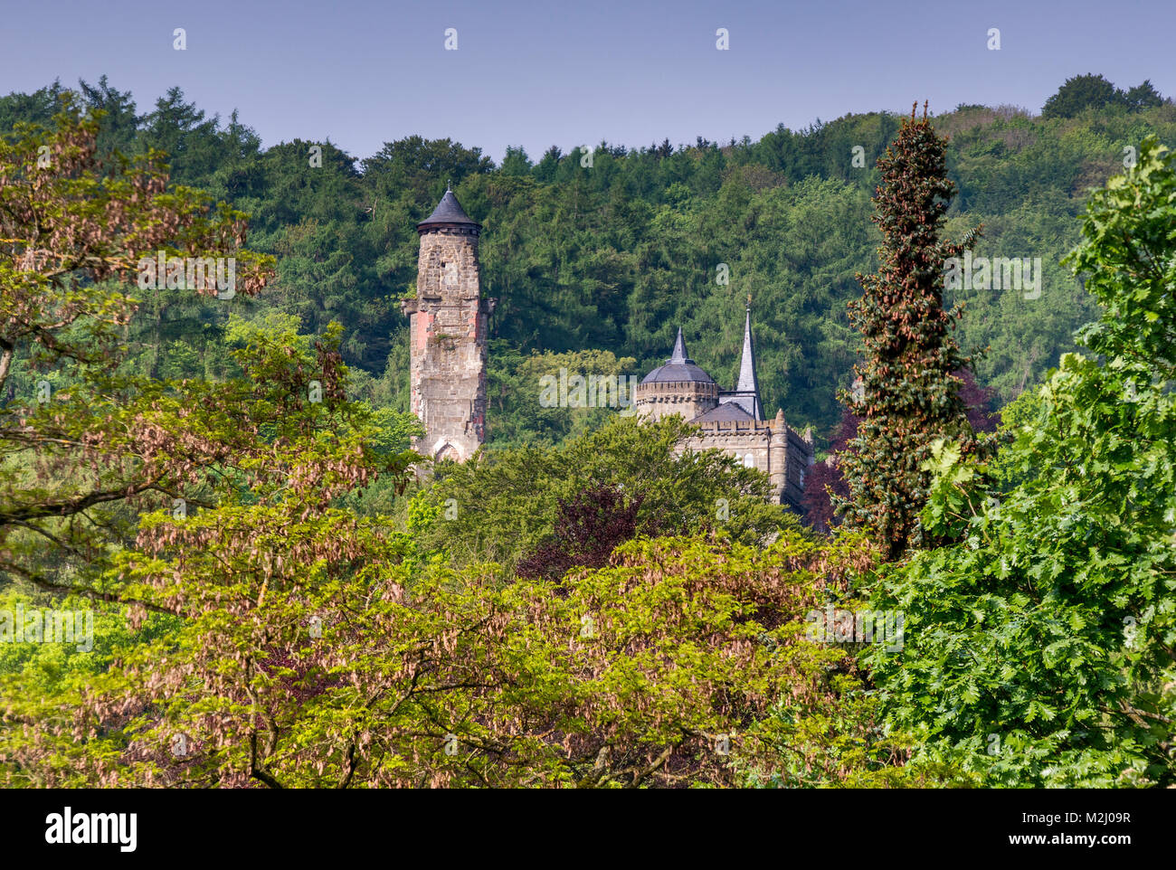 Lowenburg, réplique de château médiéval, le parc Bergpark à Wilhelmshohe à Kassel, Hessen, Allemagne Banque D'Images
