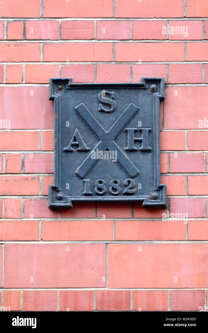 Londres, Angleterre, Royaume-Uni. Marque d'assurance-incendie, 1882 Banque D'Images