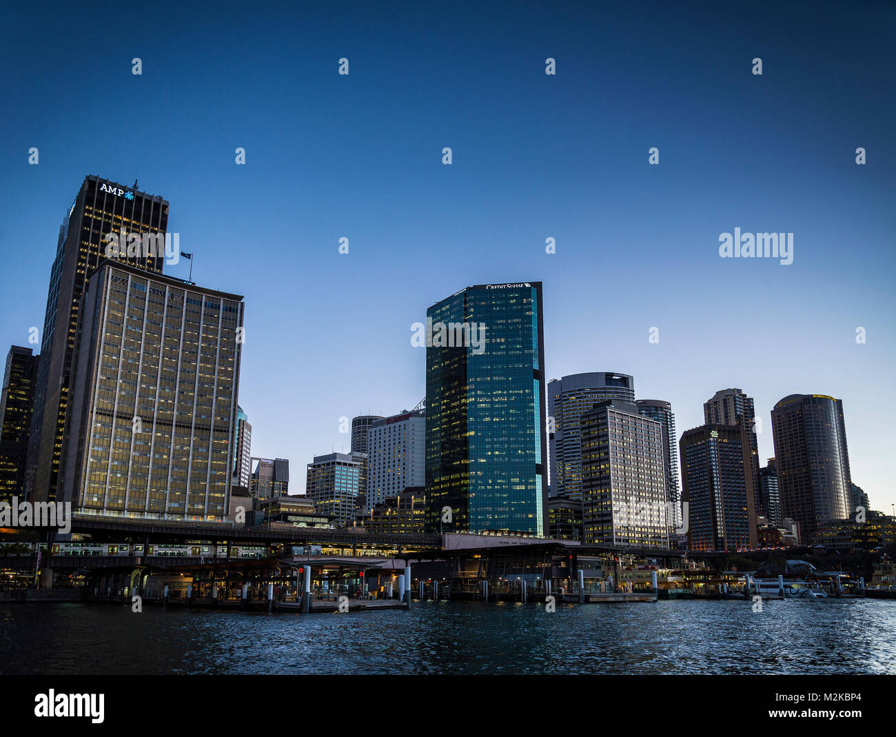 CBD Central Business District et Circular Quay secteur du centre-ville de la ville de Sydney en Australie au coucher du soleil Banque D'Images