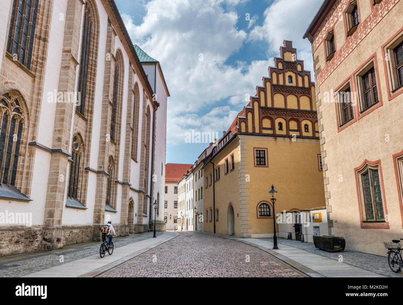 Passage off Untermarkt Am Dom (cathédrale), de marché plus faible à gauche, Freiberg, Saxe, Allemagne Banque D'Images