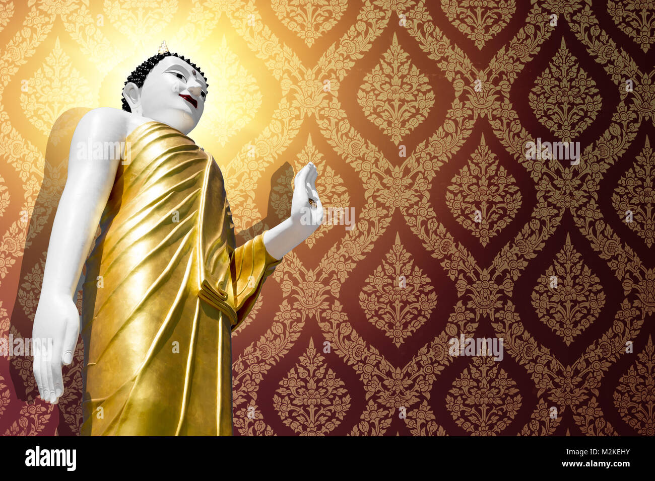 Thai Bouddha asiatique au papier peint fond de carte postale Banque D'Images