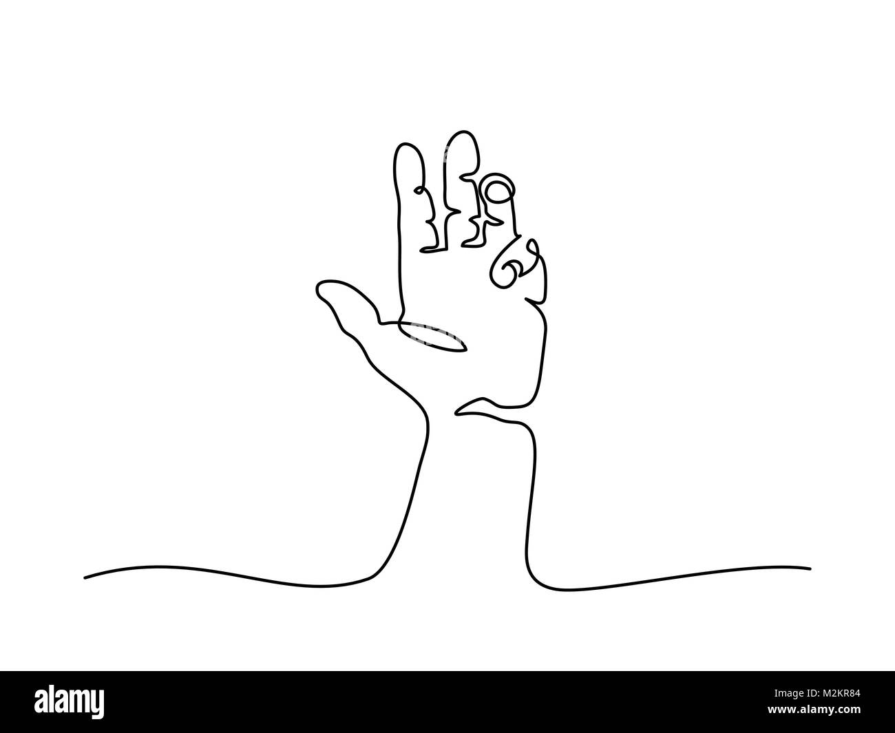Palm à la main avec les doigts. Illustration de Vecteur