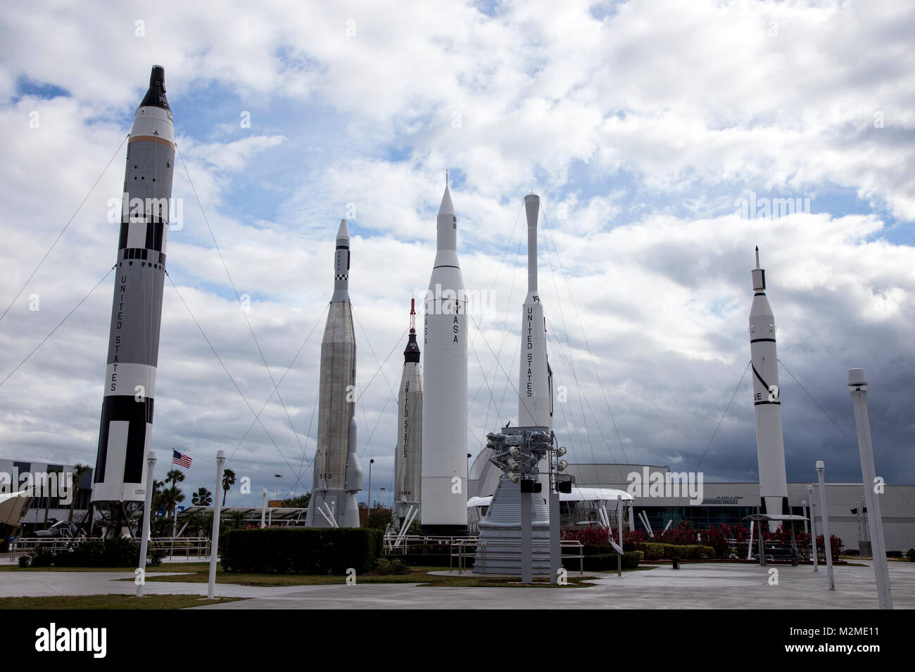 Rocket Garden au centre spatial Kennedy, Floride, USA Banque D'Images