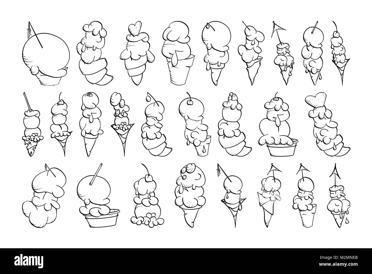 Collection de crème glacée, doodle vector illustration Illustration de Vecteur