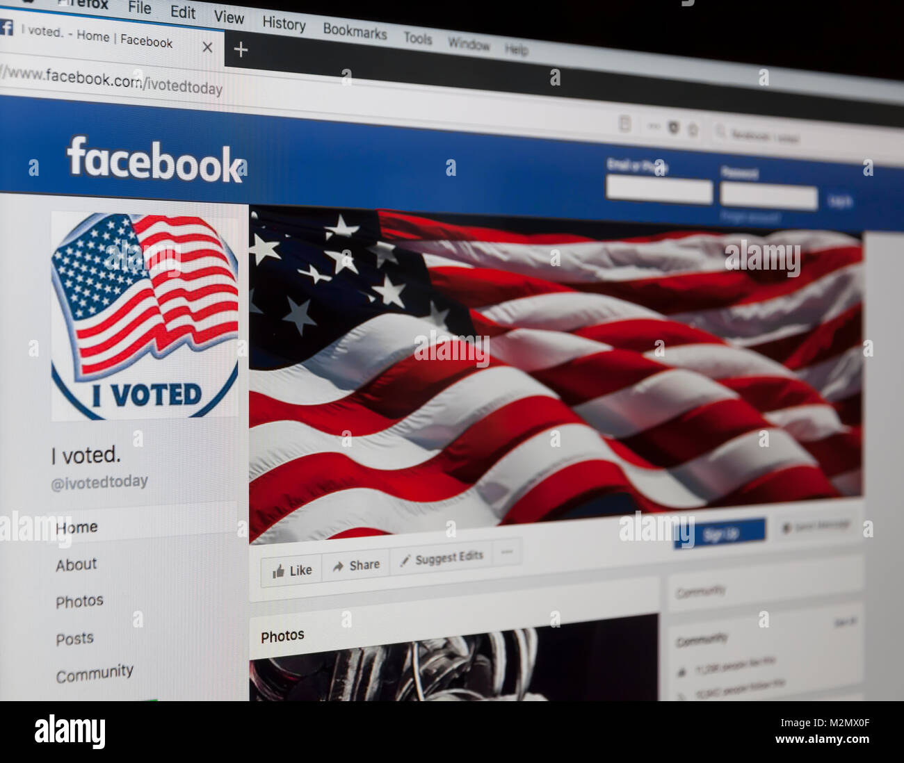 Médias sociaux de Facebook J'ai voté 'page'. Banque D'Images