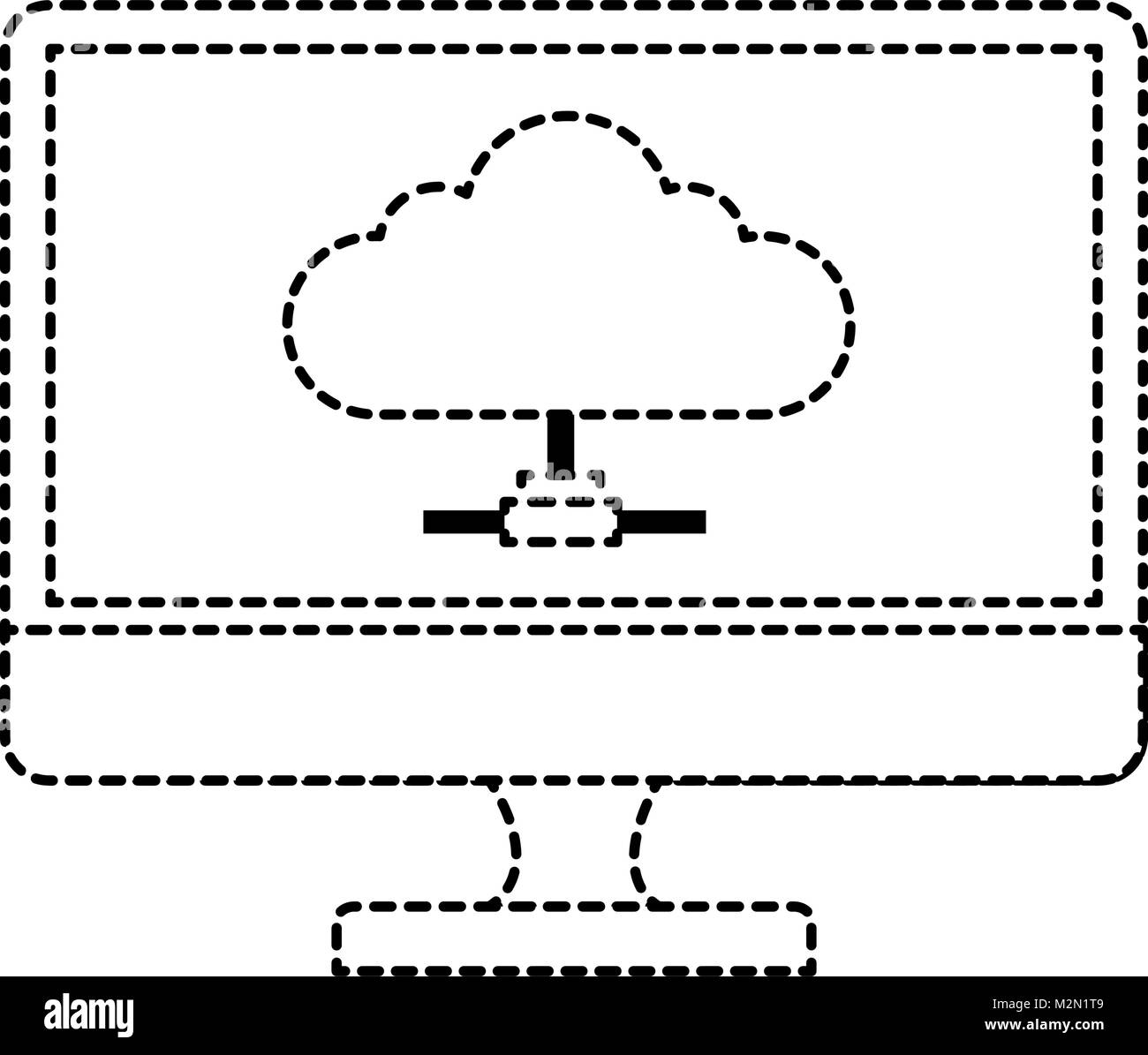 Ordinateur Moniteur grâce au cloud computing Illustration de Vecteur