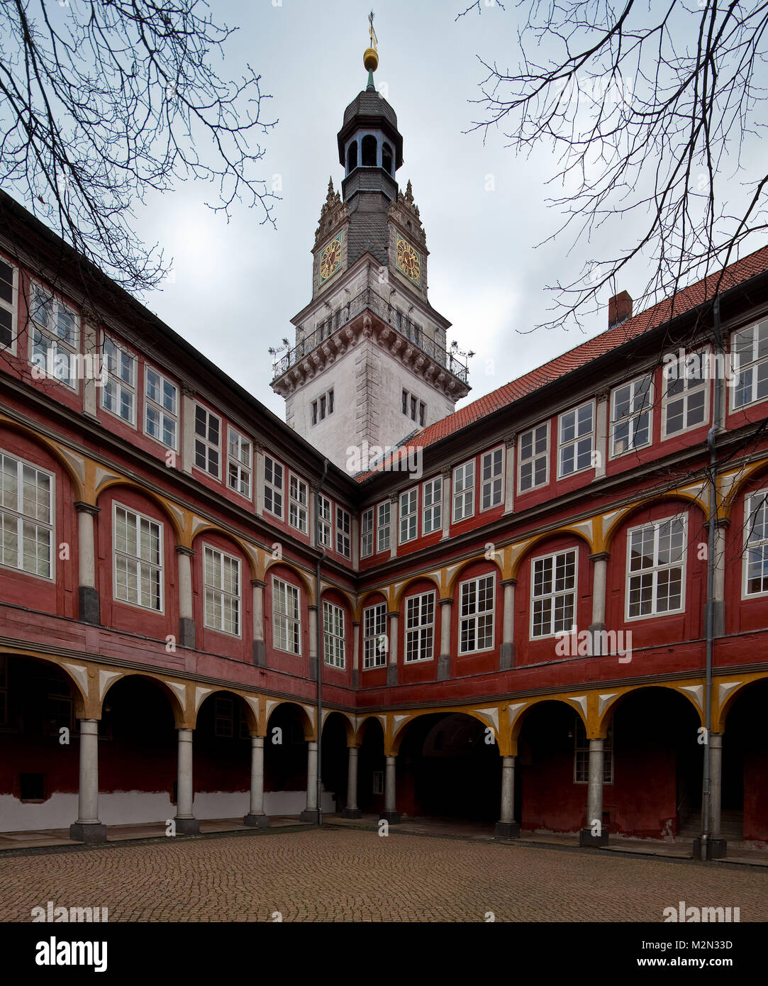 WolfenbŸttel herzogl§ Schlo 78956 hšlzernen Ostecke des Hofes mit und Arkaden Schlo§turm von 1614 Paul Francke heutiges Erscheinungsbild 1714-17 vo Banque D'Images