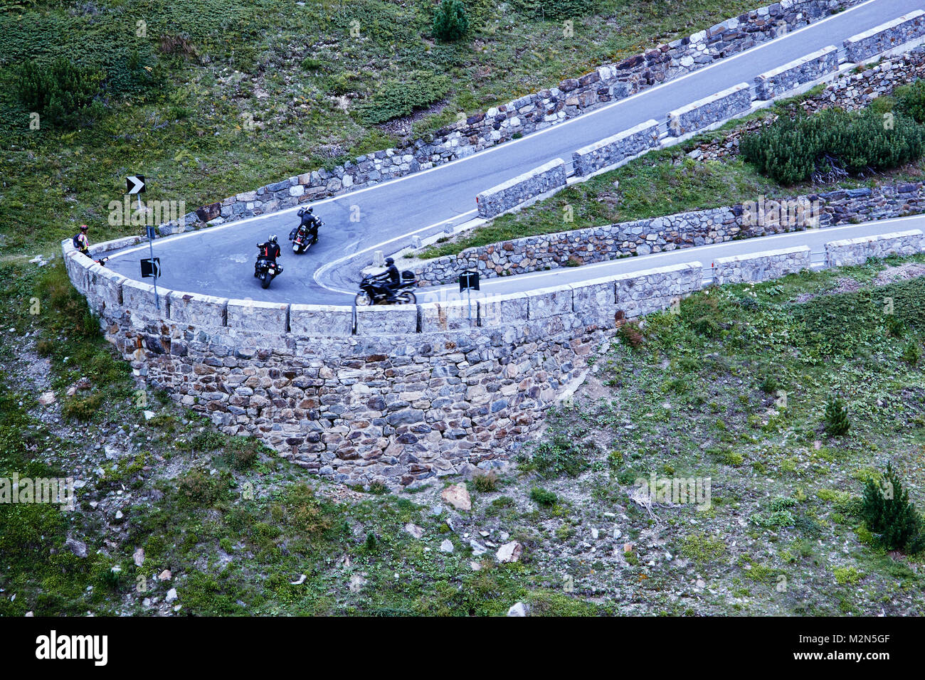 Passo dello Stelvio serpentines close-up Banque D'Images