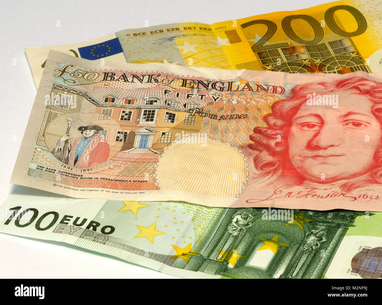 Euro et UK Currency Bank Notes Banque D'Images