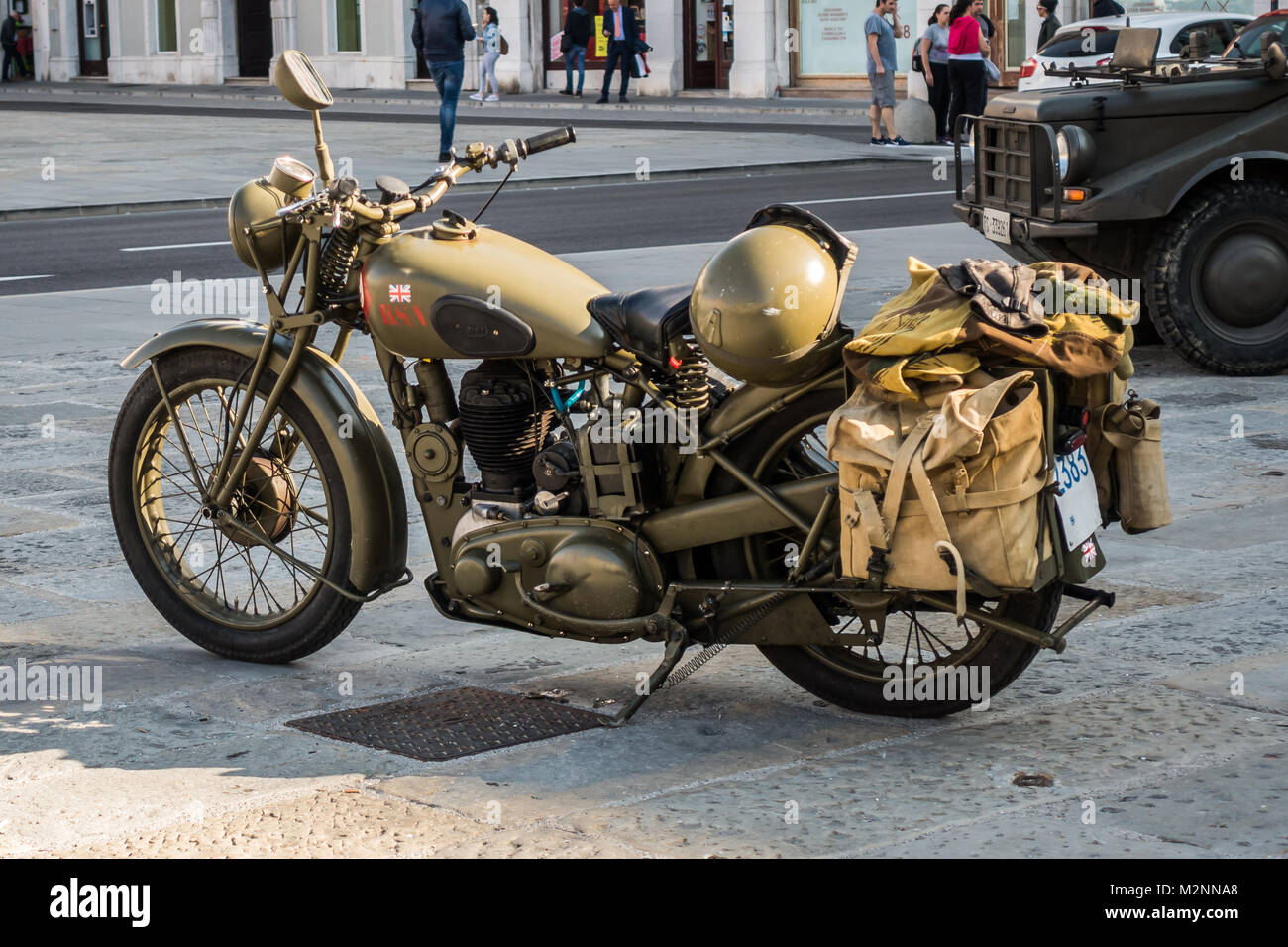 Trieste, Italie - 31 mars 2017 : Photo de BSA M20 motos ont été utilisés par l'armée britannique, mais la Royal Navy et la Royal Air Force Banque D'Images