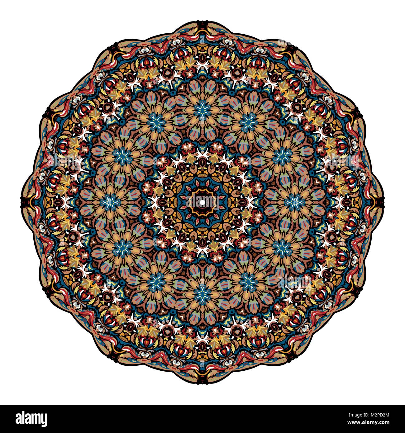 Mandala de fleurs. Éléments de décoration vintage. Motif Oriental, vector illustration. L'Islam, Arabe, Indienne, marocaine,Espagne, turc, chinois, pakistanais, mystique, motifs ottomans. Illustration de Vecteur