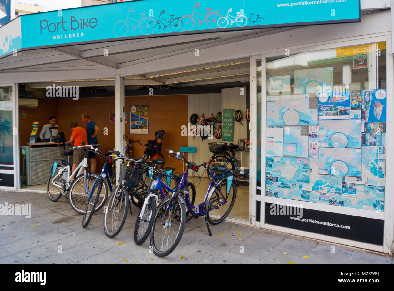 Vélo de port, location de vélos, d'El Terreno, Palma, Majorque, îles Baléares, Espagne Banque D'Images