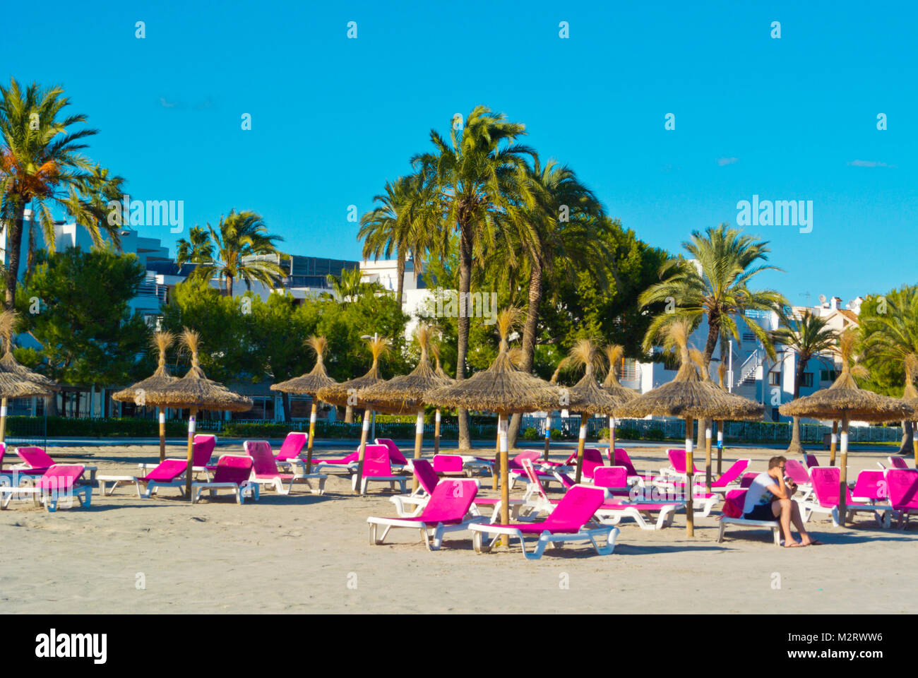 Platja d'Alcudia, Playa de Alcudia, Port d'Alcudia, Majorque, Iles Baléares, Espagne Banque D'Images