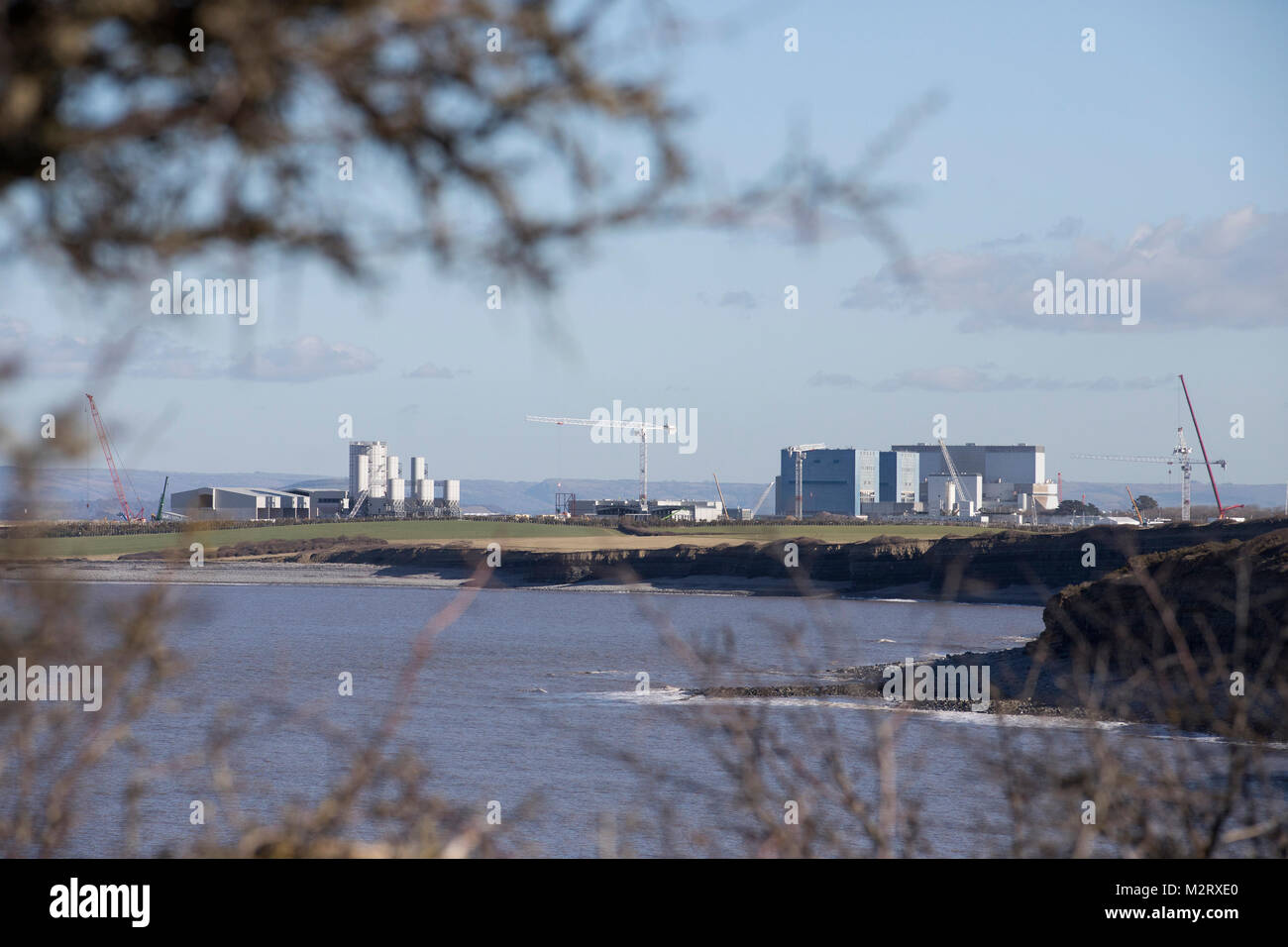 Image paysage de la centrale nucléaire de Hinkley C et du site de construction de nouvelle unité tourné en 2018 Banque D'Images