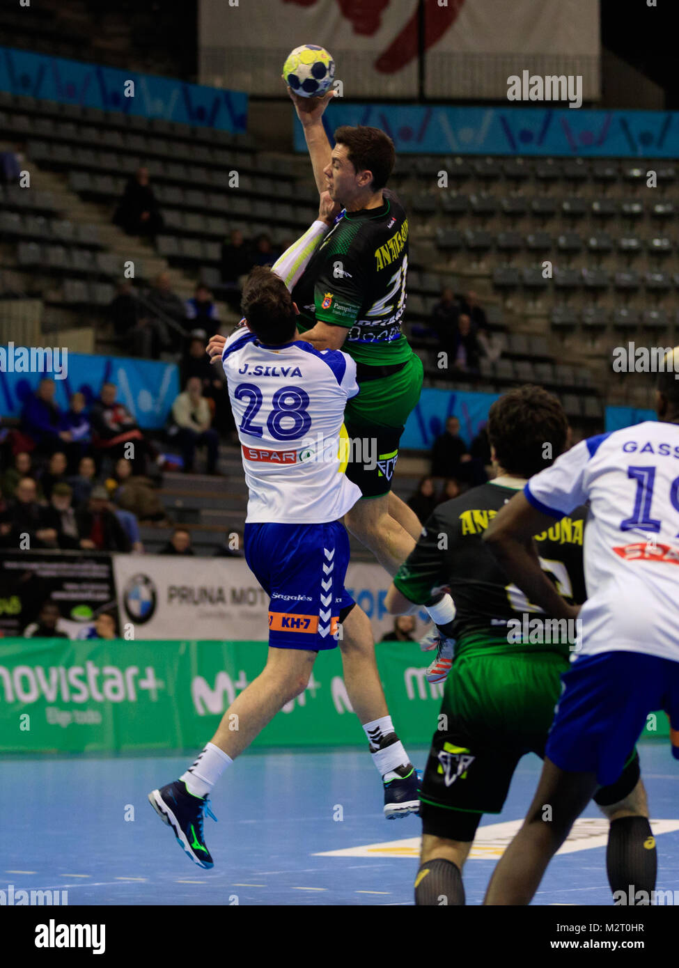 Granollers, Espagne. Février 7 Février, 2018. Match de Handball Ligue ASOBAL espagnole entre BM. Granollers et Helvetia Anaitasuna. Mikel Aguirrezabalaga : Crédit UKKO Images/Alamy Live News Banque D'Images