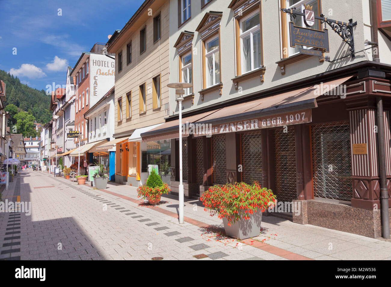 Zone piétonne Bismarckstrasse, Bad Wildbad, Forêt-Noire, Bade-Wurtemberg, Allemagne Banque D'Images
