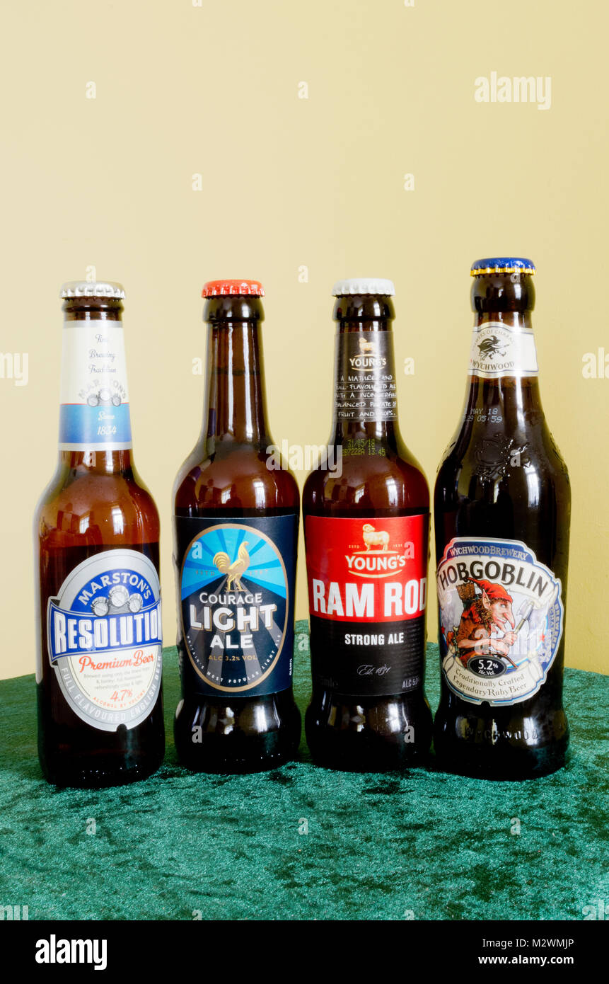 Sélection ou l'assortiment de bières Anglais Bottlede Banque D'Images