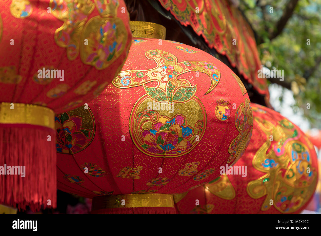 Asie Singapour le 8 février 2018 les décorations de la rue dans le quartier chinois de Singapour, au Nouvel an chinois 2018 Banque D'Images