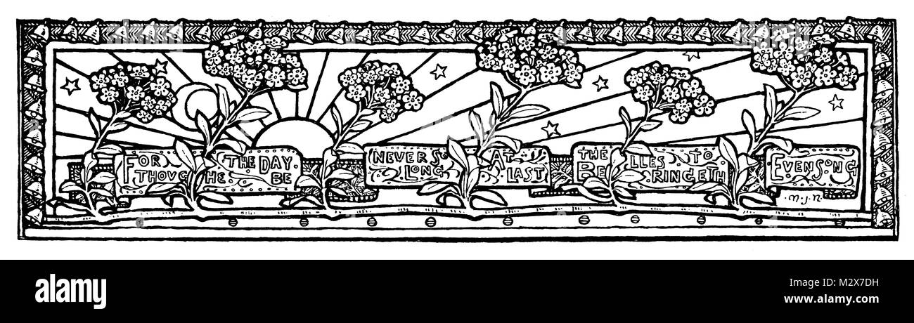 La ligne de la tête du chapitre illustration design par M L Newill de 1895 Le Studio un magazine illustré de fines et arts appliqués Banque D'Images