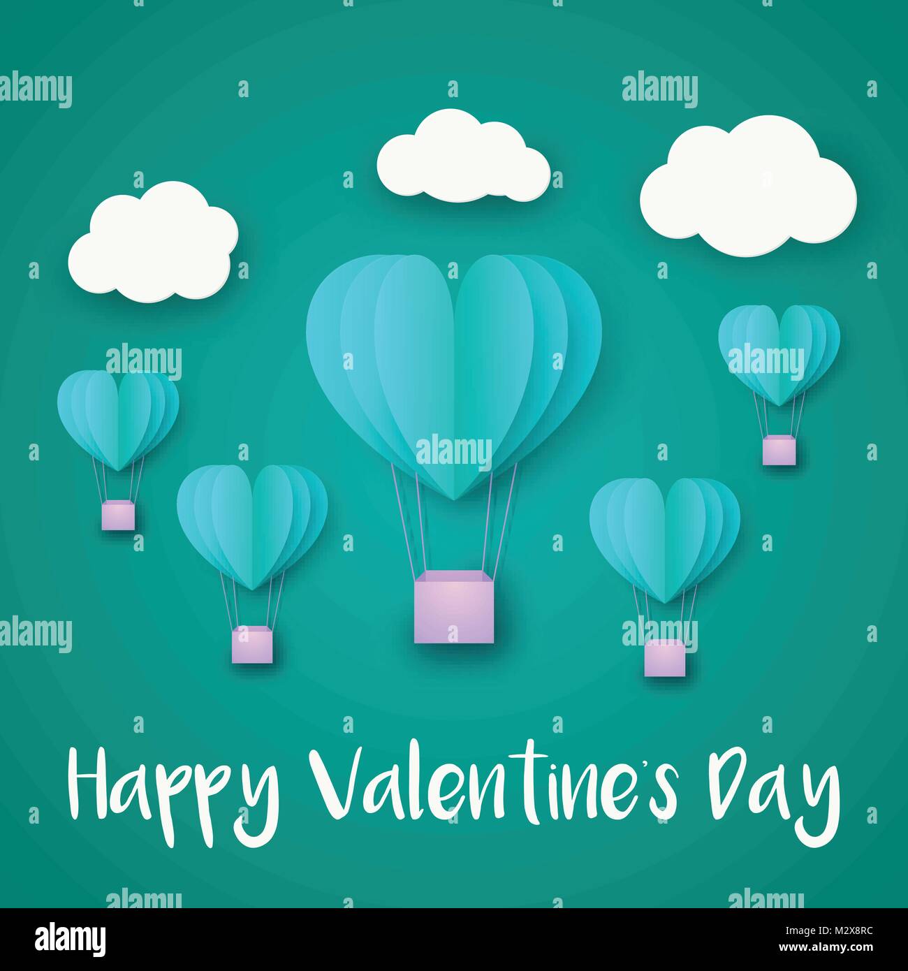 Carte d'invitation d'amour Saint Valentin coeur ballon Illustration de Vecteur