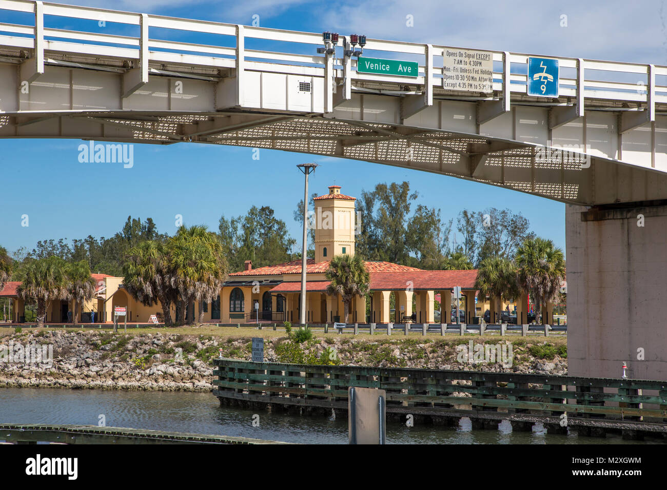 La ville historique de Venise Seaboard Air Line Railway Station est également connu comme la Venise Train Depot si le pont à Venise Venise Ave Florida United States Banque D'Images