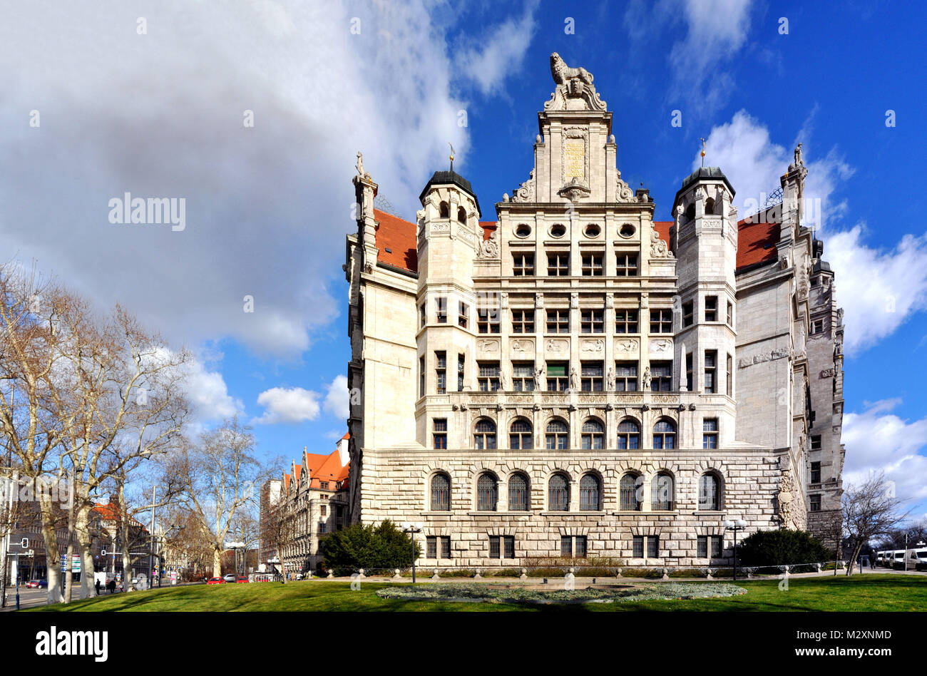 Leipzig, Saxe, nouvel hôtel de ville, dans le coin de rue Martin-Luther-Ring, Directeur, bourgmestre Banque D'Images