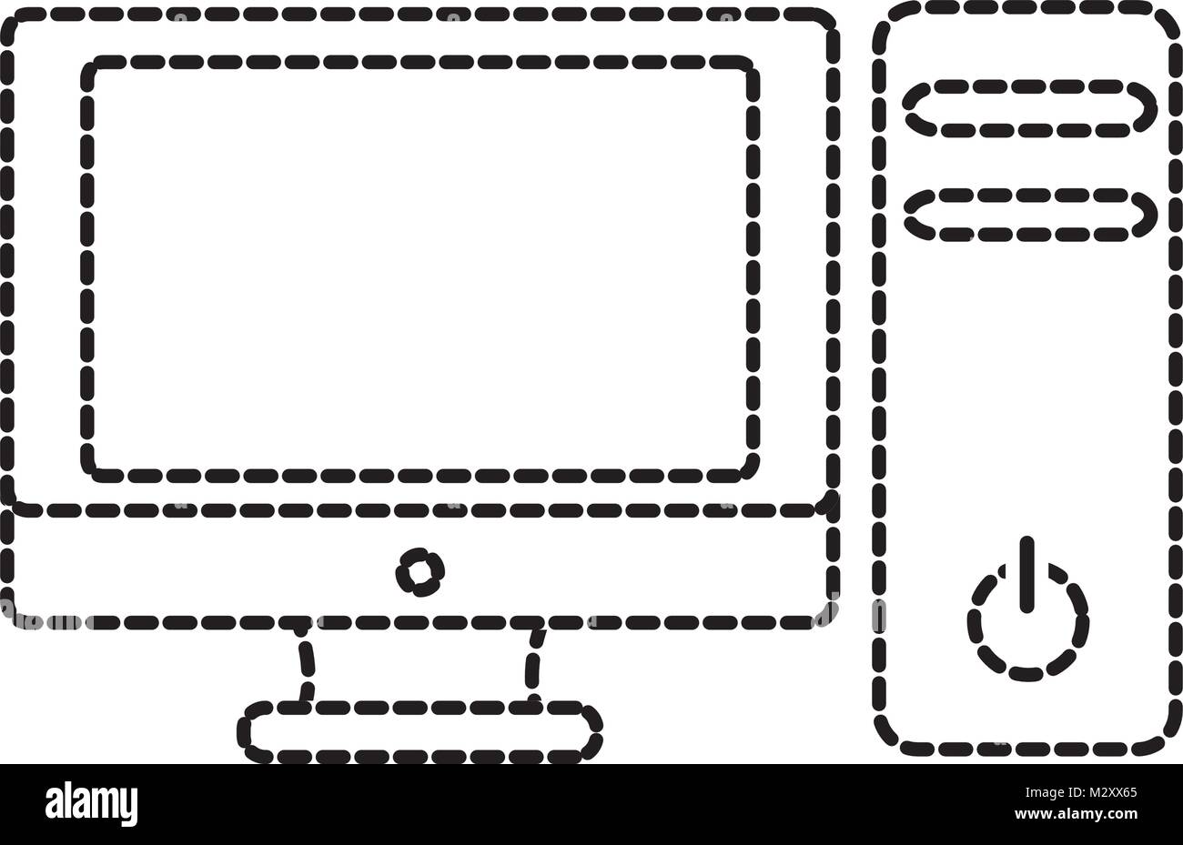 Forme en pointillés avec l'ordinateur de l'écran électronique technologie cpu Illustration de Vecteur