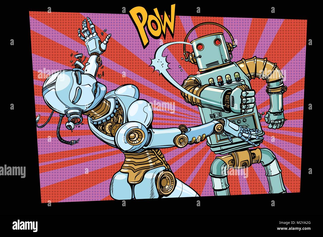 Robots, hommes et femmes la lutte contre la violence domestique Illustration de Vecteur