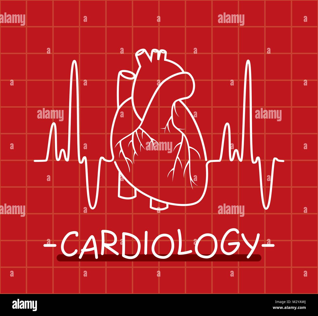 Et le battement de cœur de l'homme vecteur ligne fine comme symbole médical de cardiologie. pouls EKG graphique Illustration de Vecteur