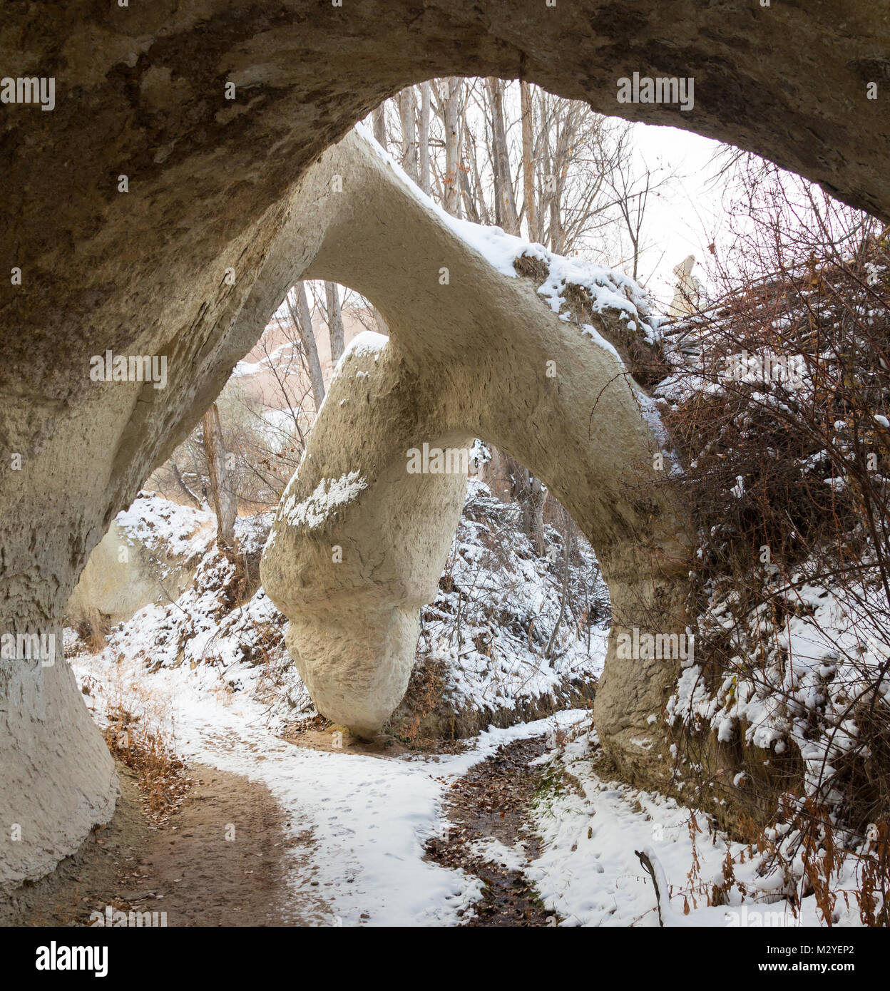 - L'Arcade double exposition nuit éclairé - Arches National Park Banque D'Images