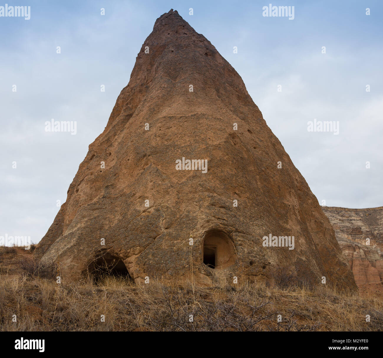 Ville d'Uchisar au lever du soleil, la Cappadoce. Banque D'Images