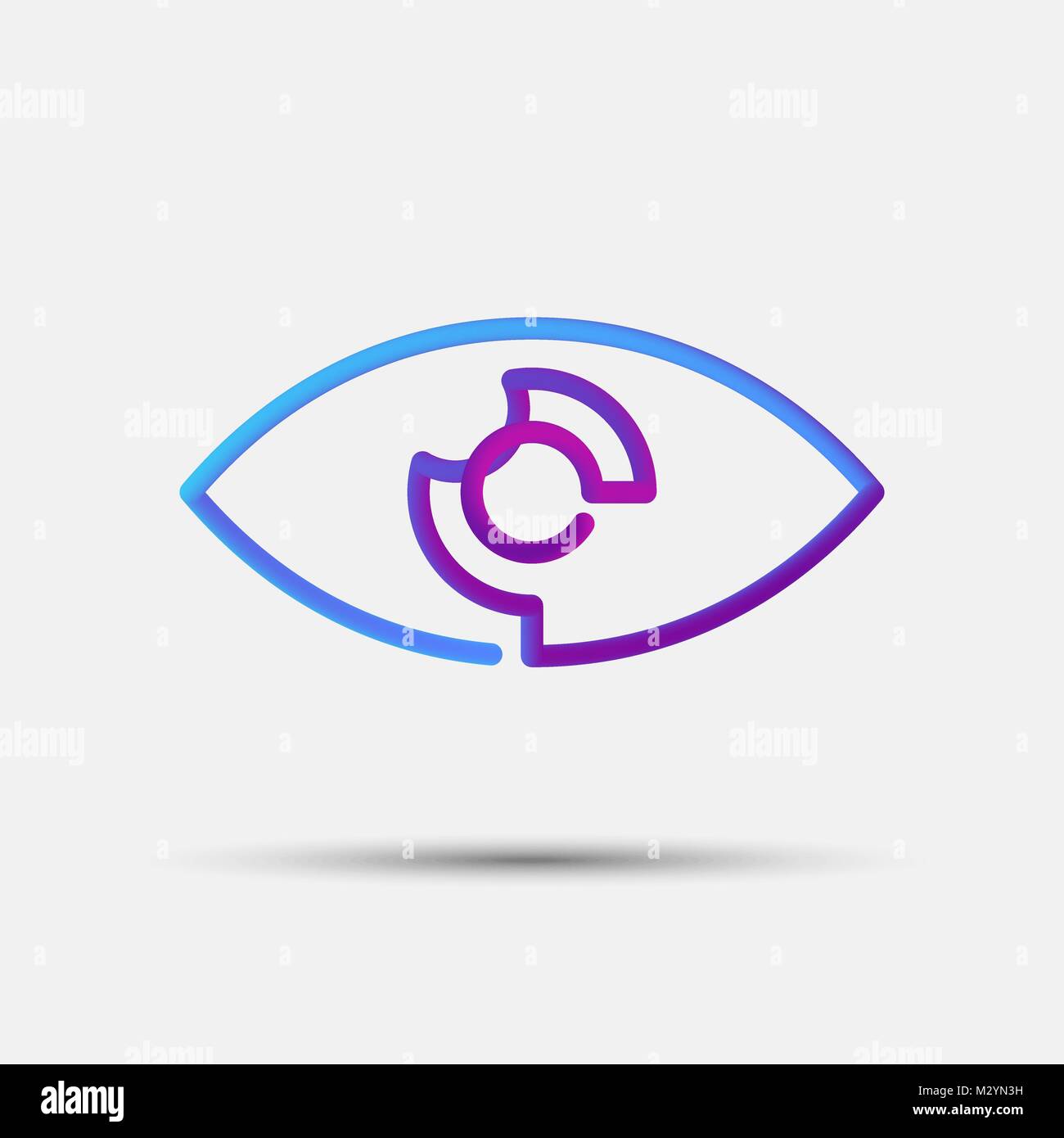 L'oeil, oeil, vue, vision entrelacée superposée sur l'icône de la ligne créative. Liquide vecteur à la mode 3D Vision, icône, logo ou signe distinctif sur fond blanc Illustration de Vecteur