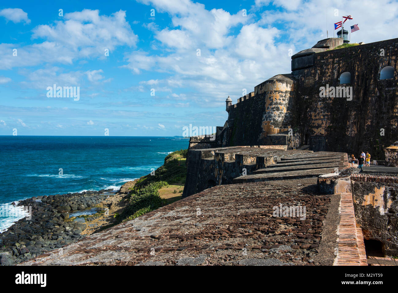 Unesco world heritage vue château de San Felipe del Morro, San Juan, Puerto Rico, des Caraïbes Banque D'Images