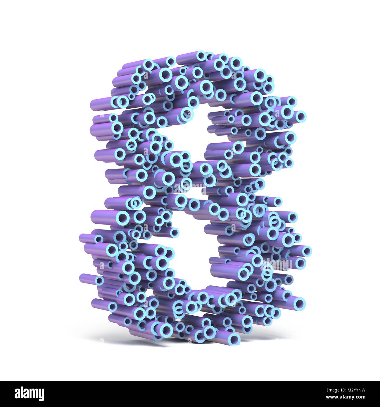 Bleu Violet font de tubes Nombre 8 8 3D render illustration isolé sur fond blanc Banque D'Images