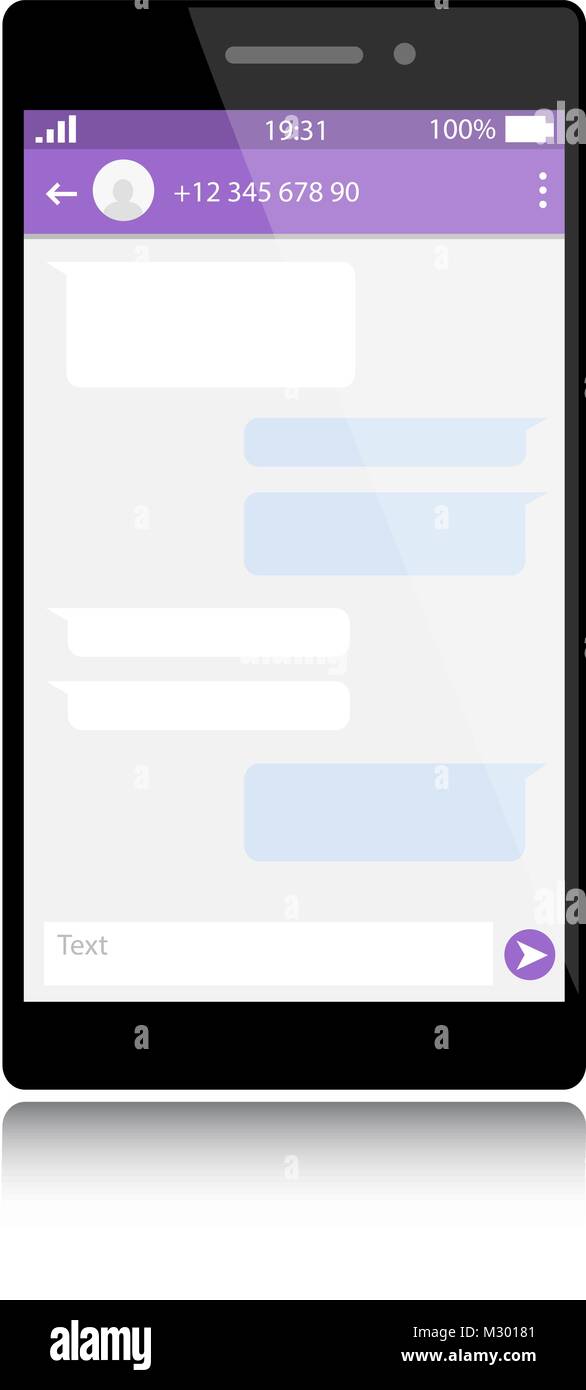 Smartphone moderne avec fenêtre messenger. Modèle vierge. Réseau social, la messagerie et le chat concept. Vecteur. Illustration de Vecteur