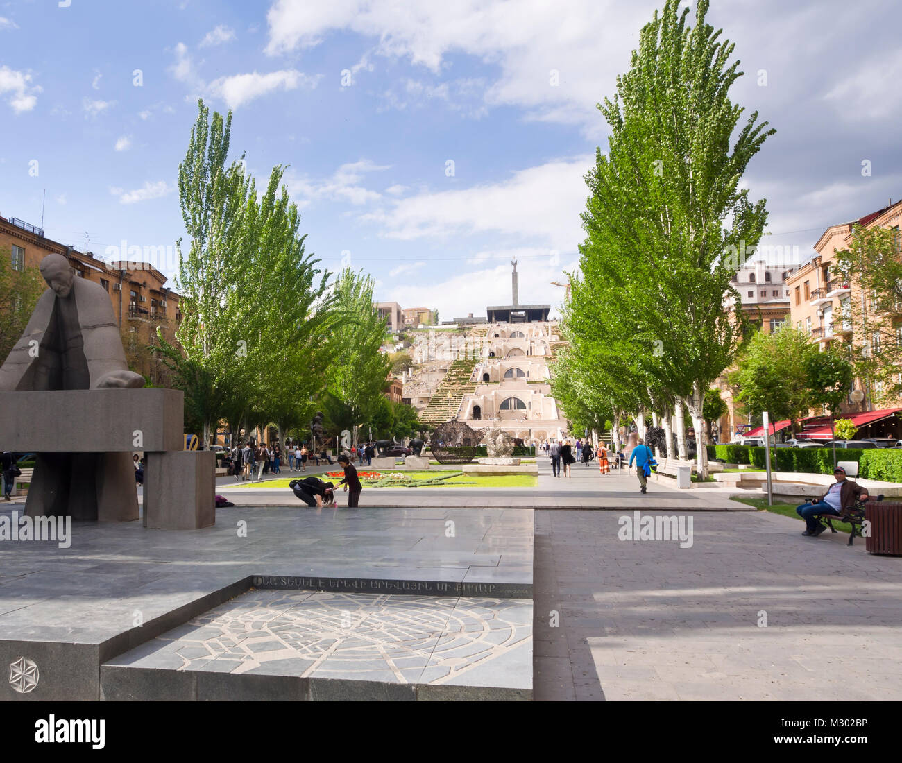 La Cascade, un escalier monumental en Yerevan Arménie entouré d'art et musées Banque D'Images