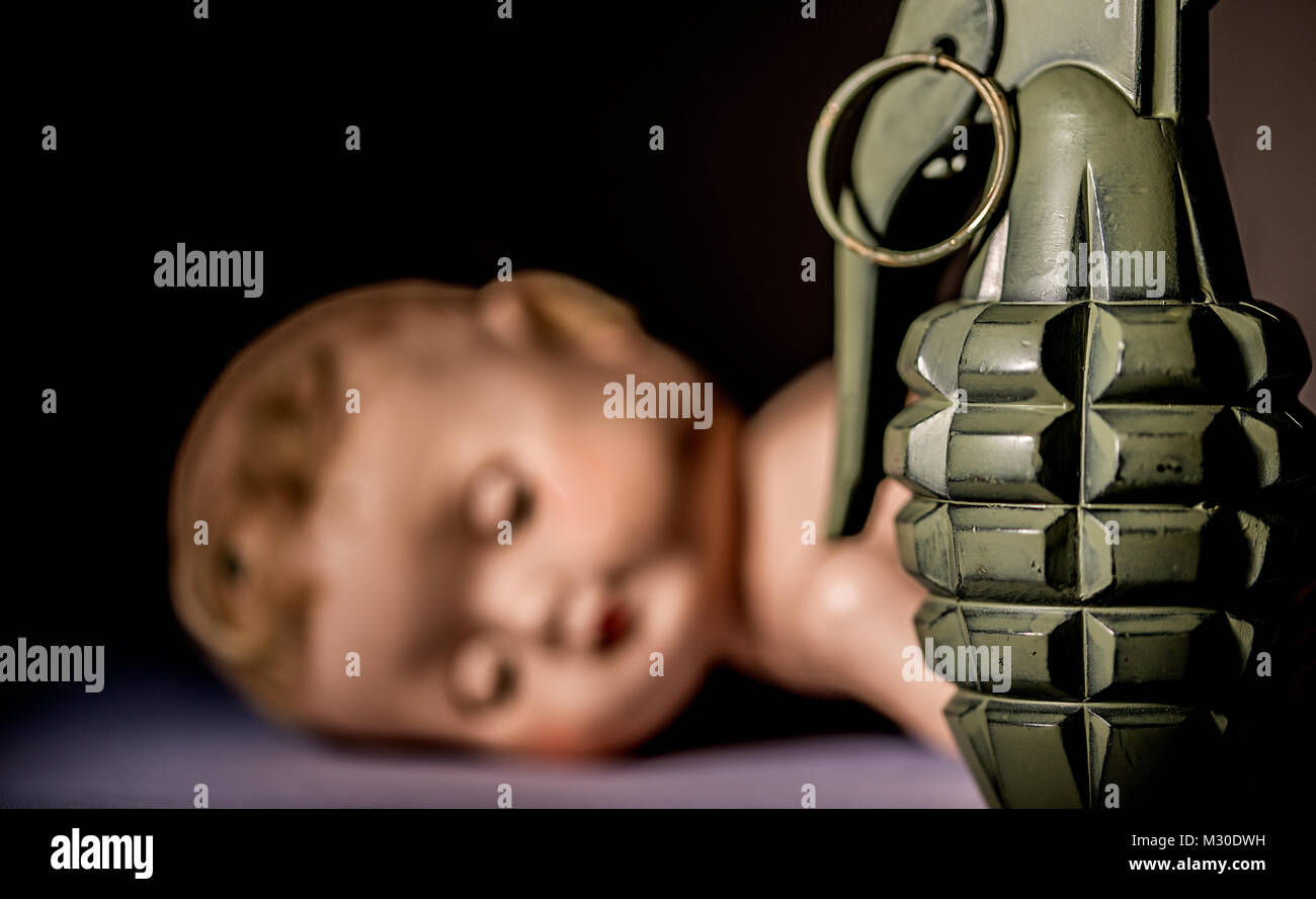 Les cauchemars de l'enfant de la guerre Banque D'Images