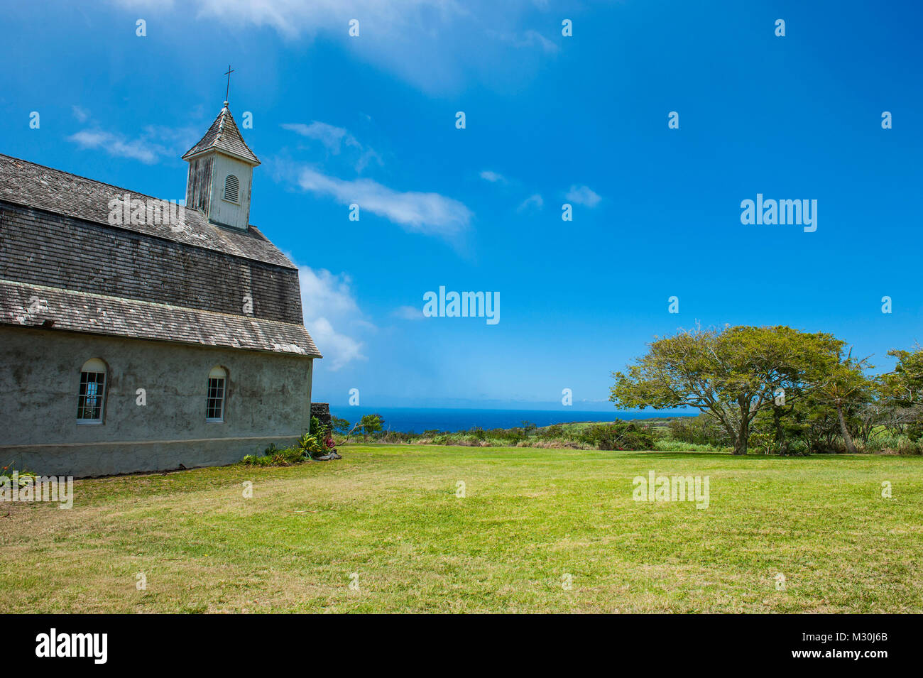 L'église de Saint Joseph à Kaupo sur la côte sud de Maui, Hawaii Banque D'Images