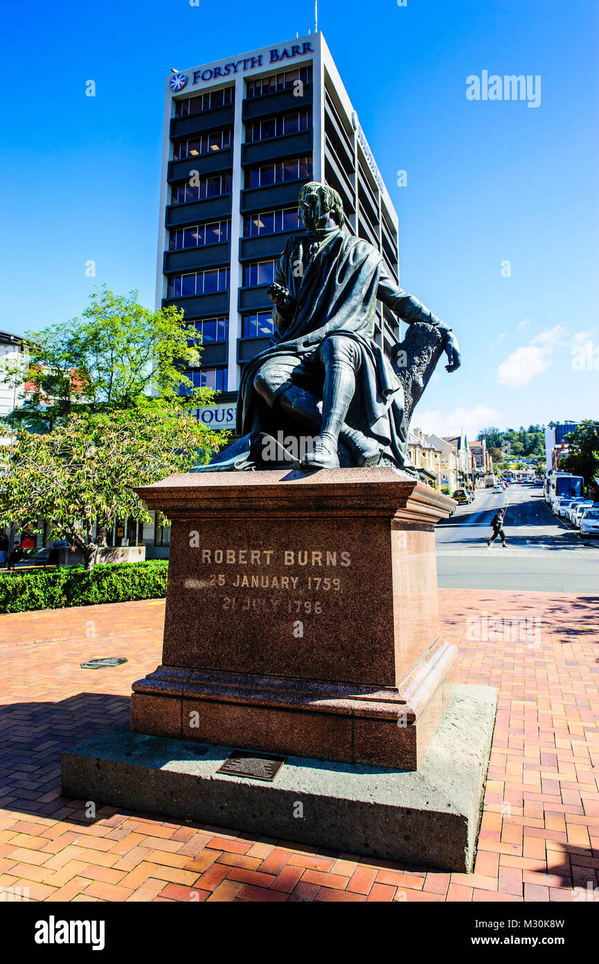 Robert Burns memorial sur l'octogone, Dunedin, île du Sud, Nouvelle-Zélande Banque D'Images