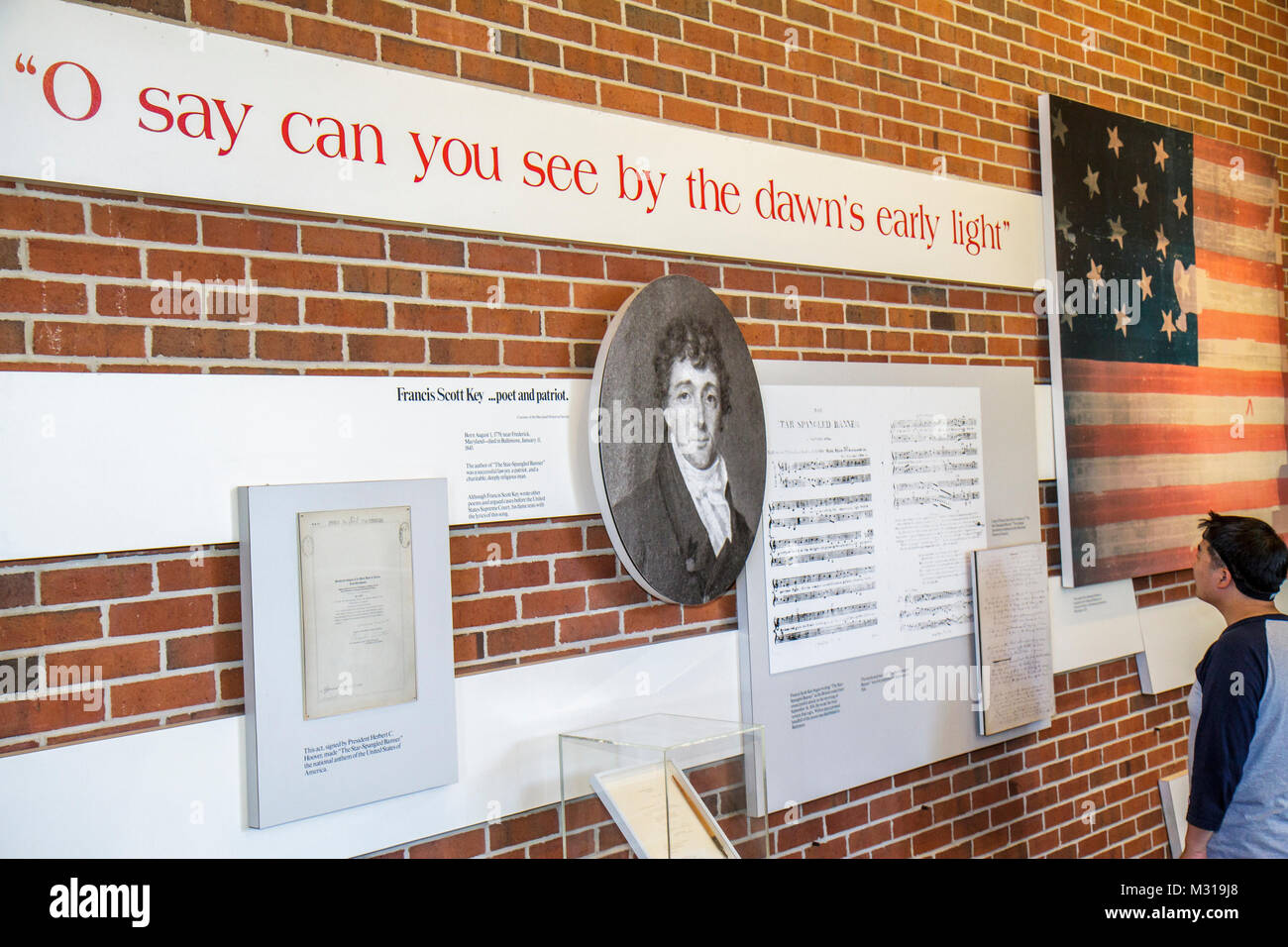 Baltimore Maryland, fort McHenry National Monument & Historic Shrine, Star Spangled Banner, Francis Scott Key, hymne national, exposition d'interprétation, paroles Banque D'Images