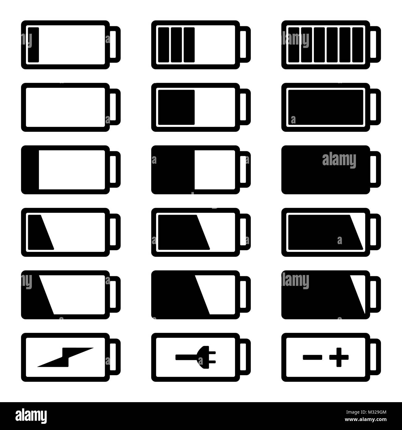 Télévision batterie icône noire vecteur illustration isolé sur fond blanc eps10. Les symboles du niveau de charge de la batterie, basse et complet. Illustration de Vecteur