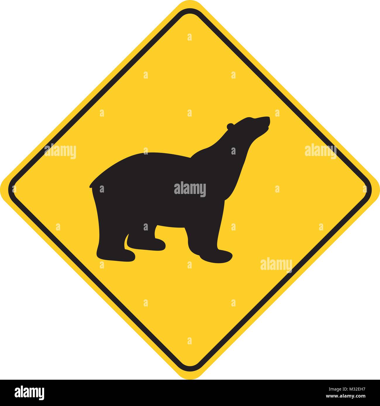 Silhouette d'ours jaune signe de la circulation des animaux vector illustration Illustration de Vecteur
