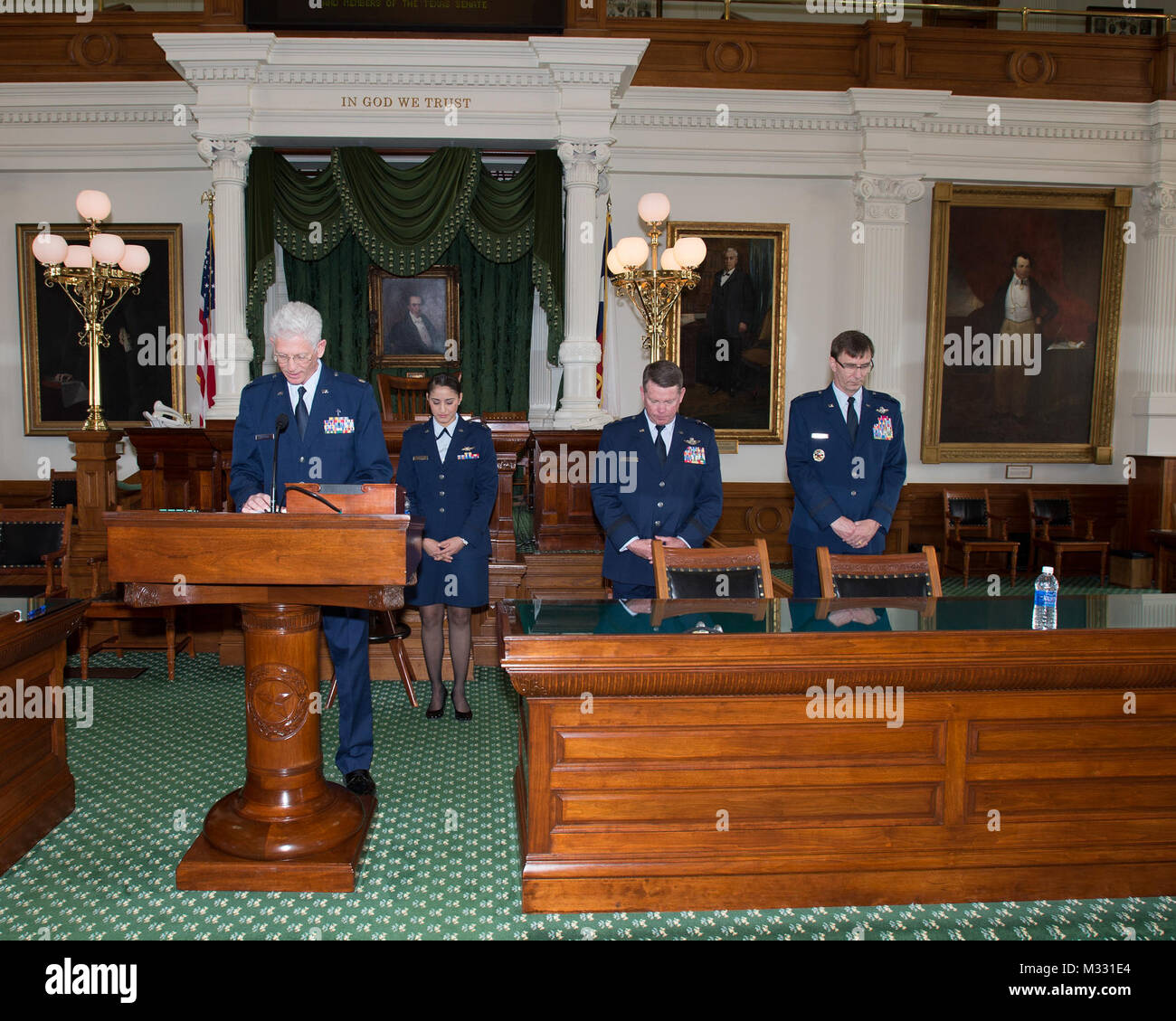 Le brig. Le général Kenneth W. Wisian au major général de la promotion de la tenue au capitole de l'État du Texas à Austin, Texas, le 4 avril 2014. Wisian est actuellement le sous-adjudant général et le commandant de la Garde nationale aérienne du Texas. (U.S. La Garde nationale de l'armée photo par le Sgt. 1re classe Malcolm McClendon). Le général Kenneth W. Wisian promotion par Texas Ministère Militaire Banque D'Images