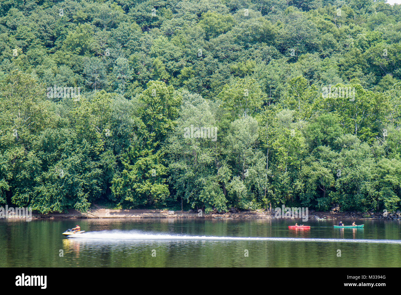 Pennsylvania,PA,Northeastern,point Pleasant,Delaware River,New Jersey View,River Country,Outfitters,nature,paysage,arbres,canoë,loisirs,RdM, Banque D'Images