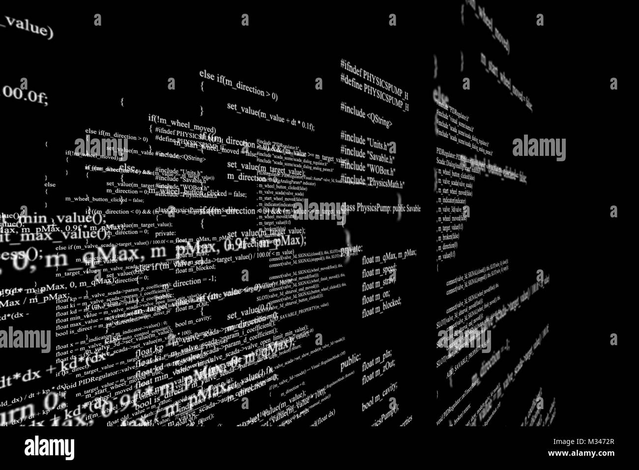 Le code source du logiciel. Couches de code de programme Banque D'Images