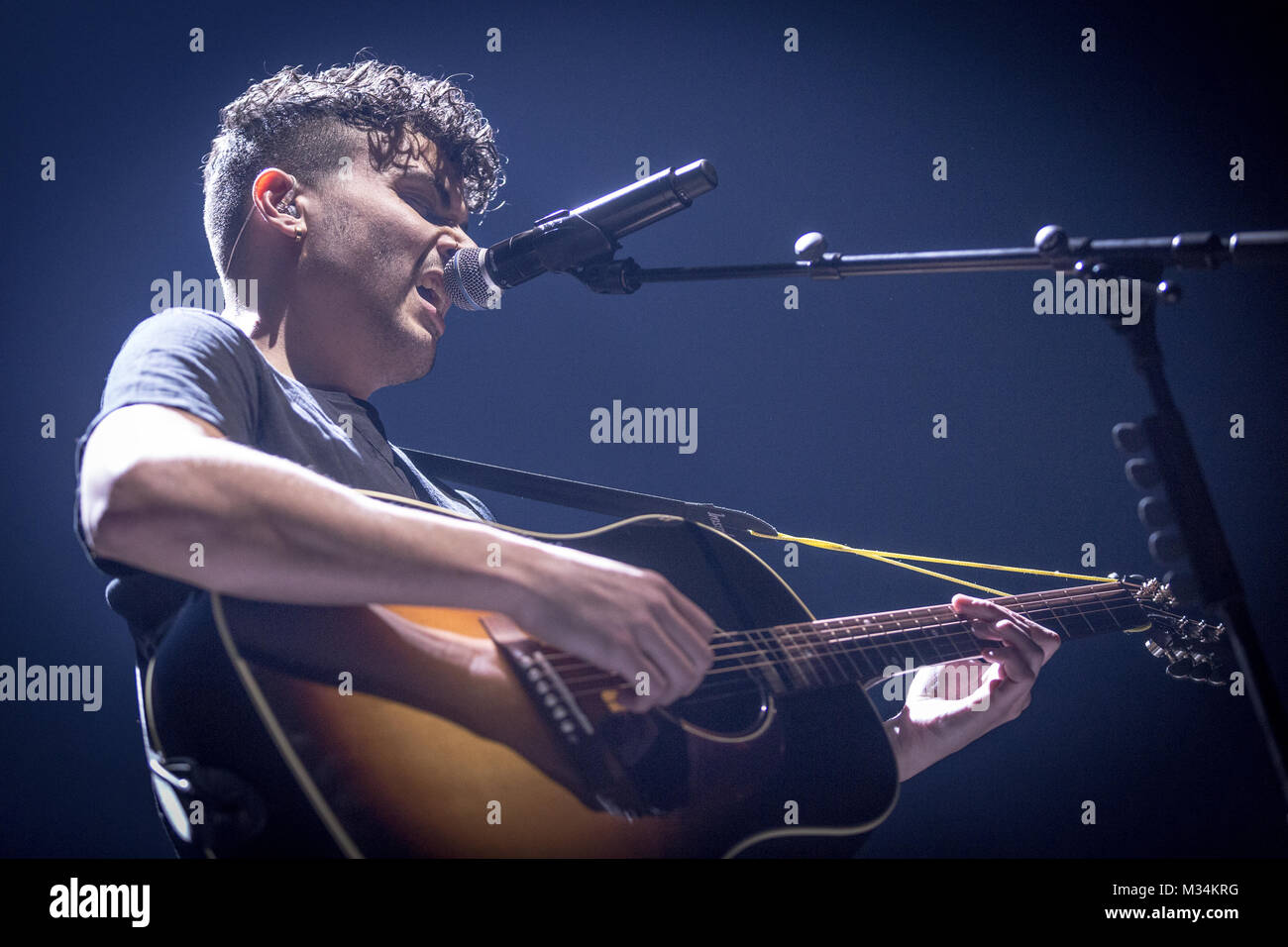 Danemark, copenhague - Febrauary 8, 2018. Le chanteur, auteur-compositeur et musicien Alex Vargas effectue un concert live au Royal Arena à Copenhague. (Photo crédit : Gonzales Photo - Thomas Rasmussen). Banque D'Images