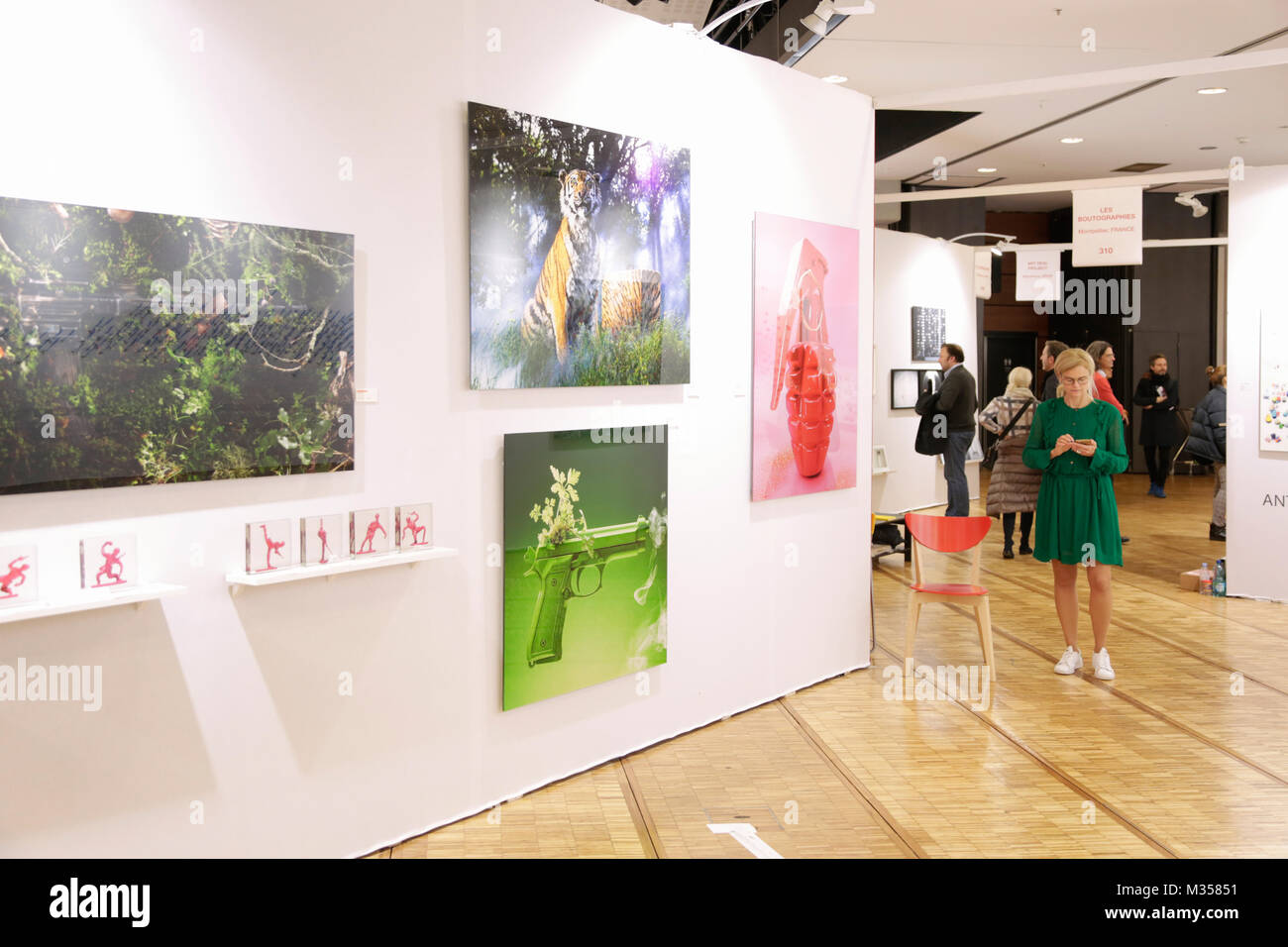 PARIS - le 11 novembre : Fotofever art fair avec des gens, des visiteurs et des collectionneurs d'art au Carrousel du Louvre le 11 novembre 2017 à Paris, France. Banque D'Images